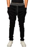 HEMOON Mens Jogging Pants Tracksuit Bottoms Training Running Trousers Black M