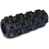 Rumble Roller Half Size Extra Firm Black – Textured Muscle Foam Roller Manipulates Soft Tissue Like A Massage Therapist – 12 Inches