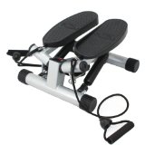 Sunny Health & Fitness Twisting Stair Stepper with Band, Silver