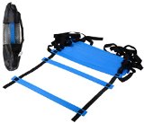 CQ Wellness Adjustable Flat Rung Agility Ladder with Free Carry Bag (Blue)