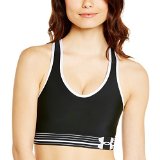 Under Armour Women’s Mid Sports Bra, Black/White/White, Medium