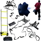 CROSS TRAINING BUNDLE KIT (6 PC SET)- 20 FT Agility Ladder, XL Resistance Parachute, Power Sled, Lateral Side Stepper, Dual Resistance Band and Harness Resistance Band!