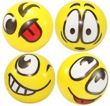Set of 4 Assorrted Big Happy Face Hand Wrist Finger Exercise Stress Relief Therapy Squeeze Ball