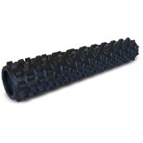 Rumble Roller Full Size Extra Firm Black – Textured Muscle Foam Roller Manipulates Soft Tissue Like A Massage Therapist – 31 Inches